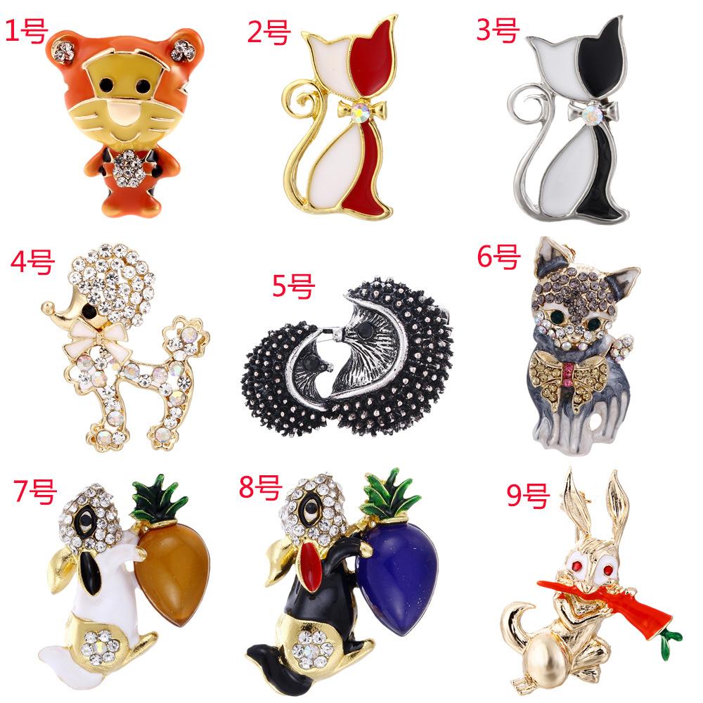 SKEDS Luxury Crystal Animal Rabbit Dog Brooches For Women Men Enamel Fashion Accessories Women's Men's Buckle Badges Brooch Pin