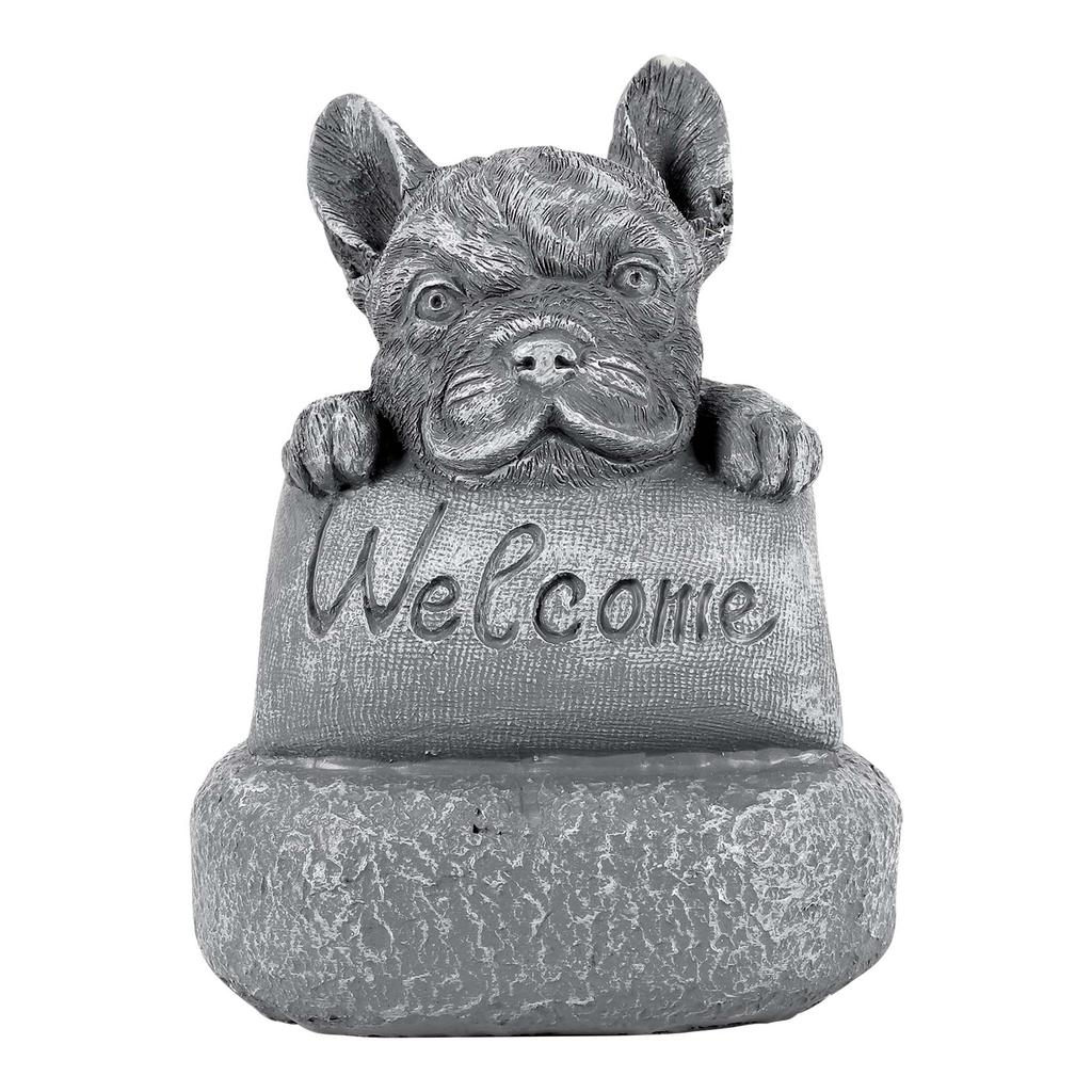 ABIY French-Bulldog Welcome On A Plinth Home Or Garden Accessories Yard Garden Decor Outdoor Decoration