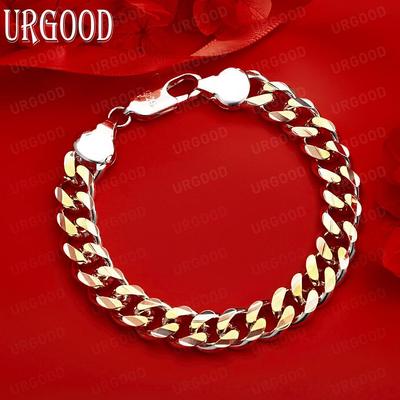 Argent Sterling 925 Élégante Chaîne Latérale Bracelet Charmant Bijou Cadeau