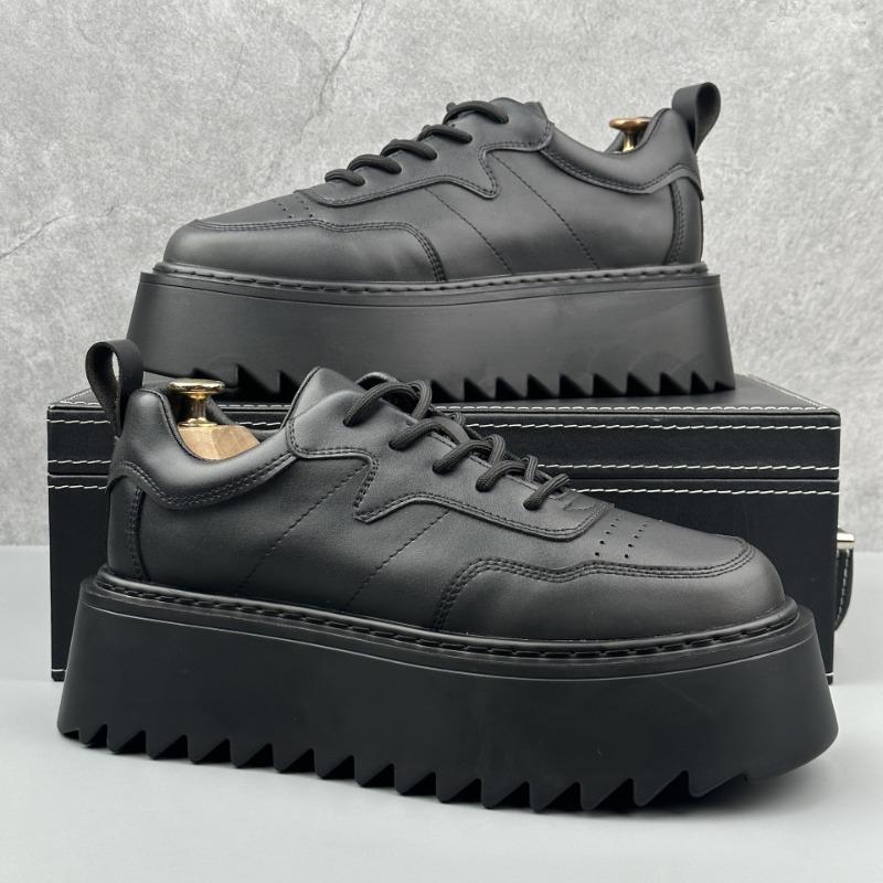 Fashion Men's Platform Sneakers Luxury Leather Casual Shoes Thick Soled Height Increasing Shoe Punk Style Skateboard Shoes for Men Tenis