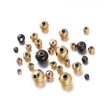 30-100Pcs 3-8 Mm Gold Color Stainless Steel Charm Round Loose Spacer Beads For DIY Bracelet Necklace Jewelry Making Accessories