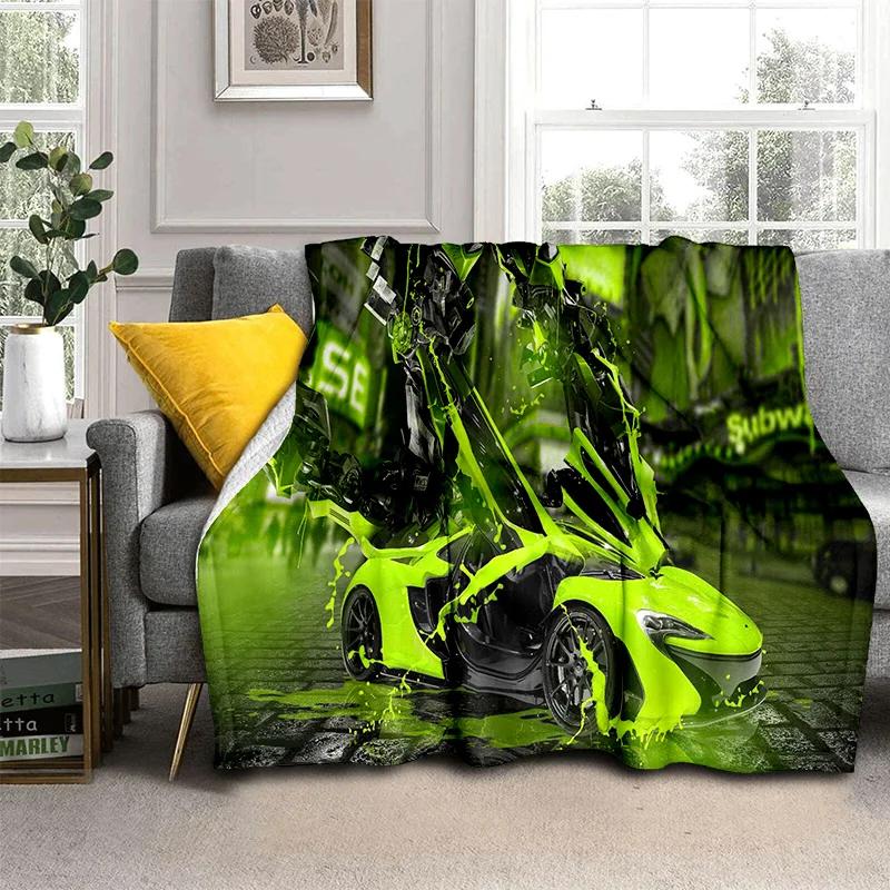 Coperta Cartone Animato Auto Sportiva Futura 3D HD Concept Car, Coperta Morbida da Divano per Casa Camera da Letto Letto Divano Picnic Viaggio Coperta per Bambino