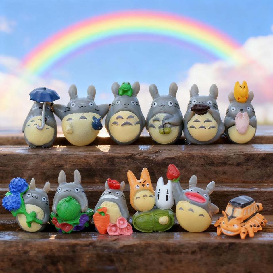 Mini anime my neighbor cartoon cute figure pvc collectible model ornament dolls statue children gifts Micro landscape ornaments