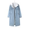 2025 Mens Fleece Denim Jacket Men Winter Long Denim Coat Man Light Blue Retro Jacket Male Classic Thick Wool Liner Outerwear