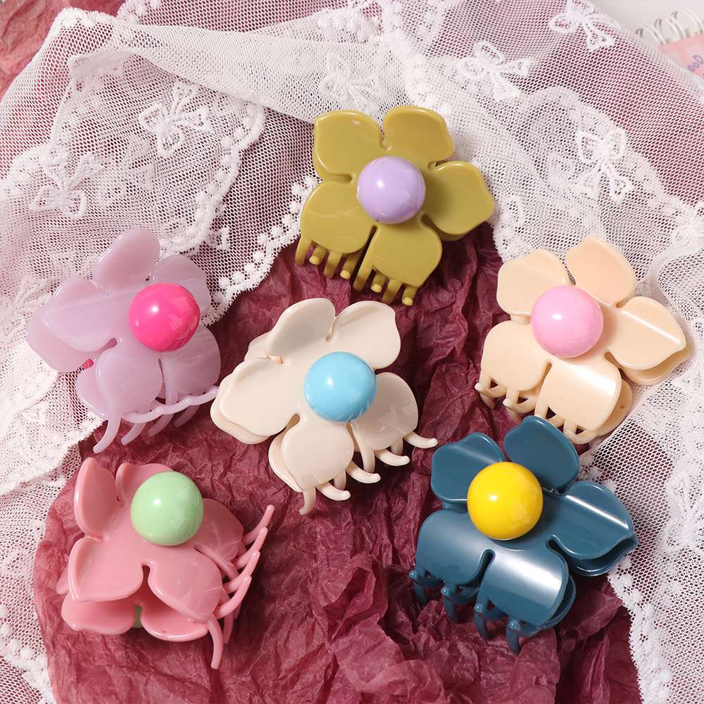 Plastic Flower Hair Claw Hairpin Plastic Shark Clip Fashion Hair Crab Clip  Female