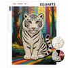 Shiny Pearl White Tiger In Colorful Forest DIY Painting Creative Bead Art Craft Household Wall Decoration Nice Present For Art Hobbyists Family Decor
