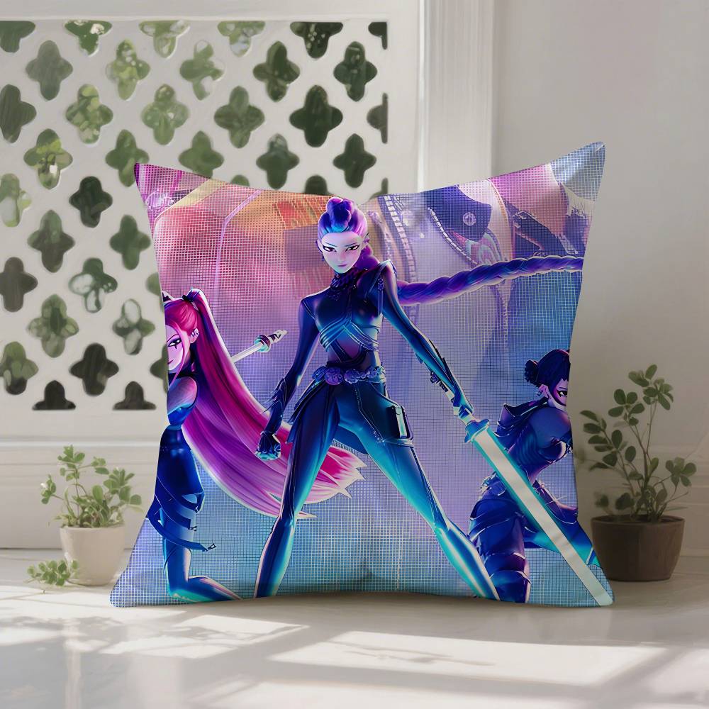 K-Pop D-Demon H-Hunters Pillow Case Anti-dustmite Pillowcase Invisible Zipper Silky Short Plush Sofa Cushion Cover