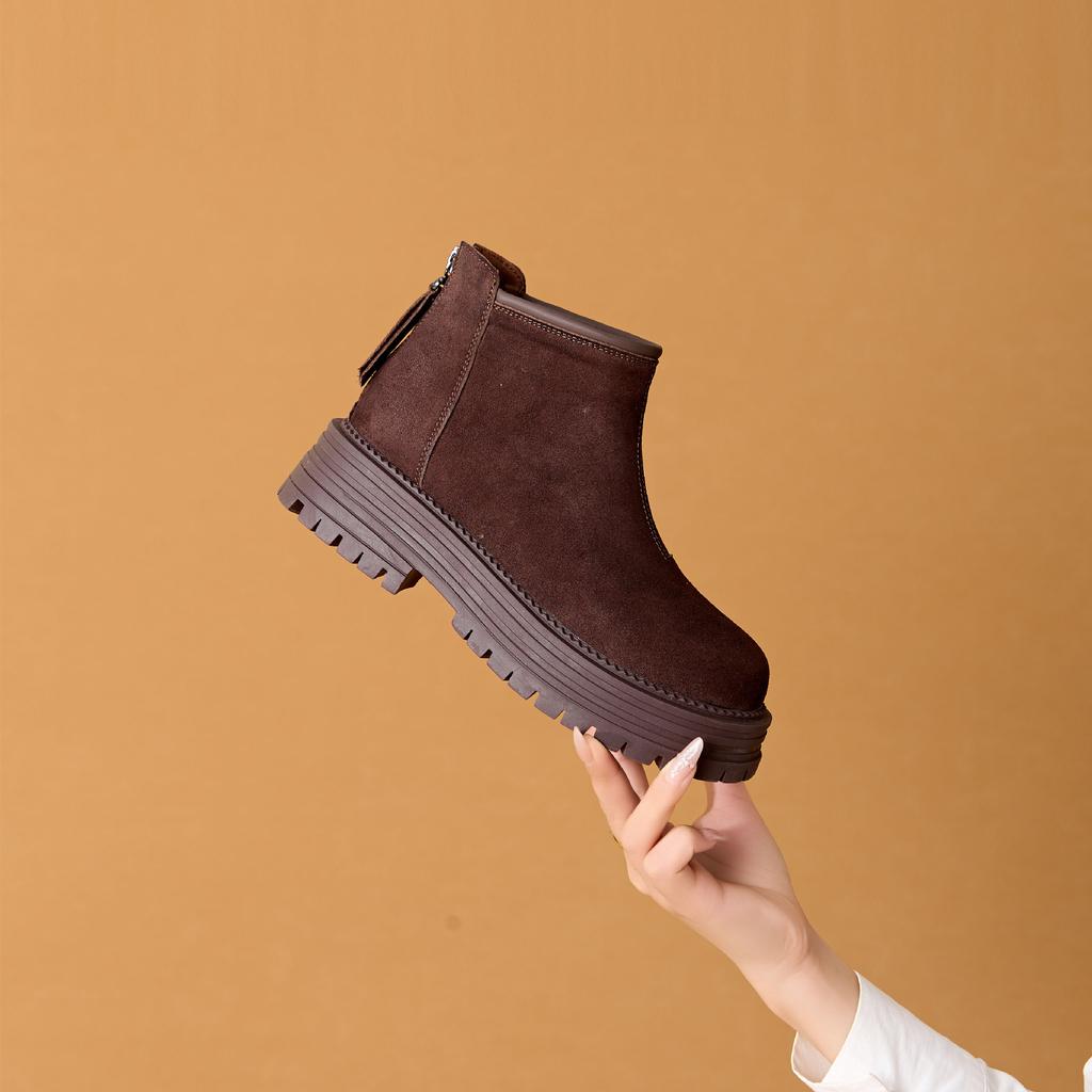 Bottes de Neige à Semelles Épaisses Hiver Chaudes pour Femmes Confort Pelucheux Cheville Tendance Simples Quotidiennes Chaussures pour Femmes Antidérapantes Bottes d'Hiver