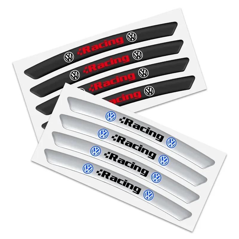 For VOLKSWAGEN VW 2025 Hot 4Pcs Aluminum Car Badge Emblem Wheel Hub Rims Decor 3D Stickers For Volkswagen Golf-5 6 Jetta Lavida