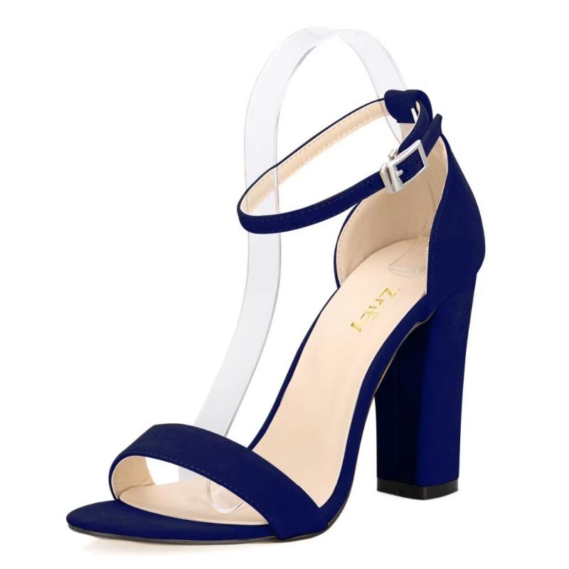 Newest Women Pumps Open Toe Sexy Ankle Straps High Heels Shoes Summer Ladies Bridal Suede Thick Heel Sandals