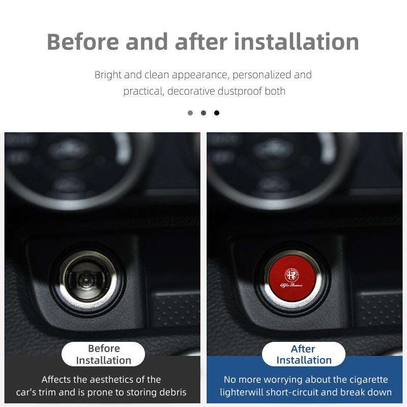 IJOPV1 Car Aluminum Cigarette Lighter Button Plug Dust Cover For Alfa Romeo Giulia Stelvio Giulietta 159 147 Mito Tonale Brera Spider