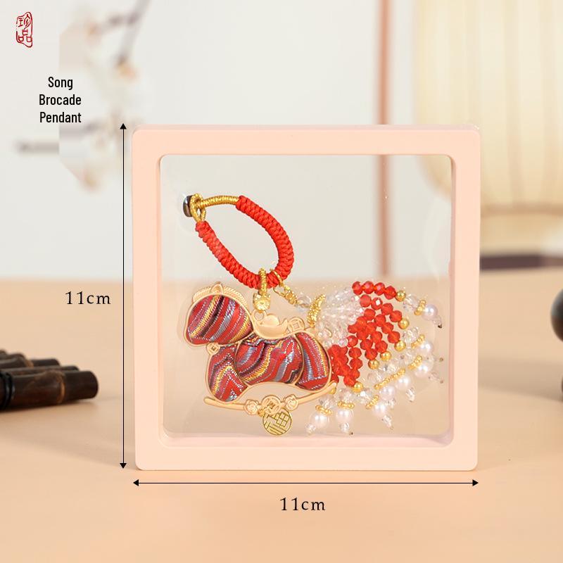 Crystal Tassel Horse Pendant Sachet: Cultural Brocade Keychain Gift