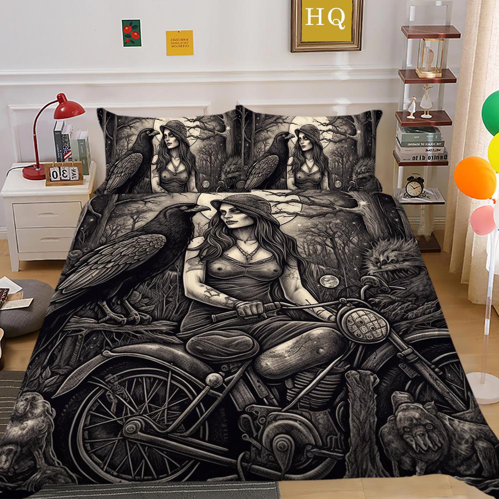 Bettbezug-Set Beauty Skull Gedruckt Full Size Mikrofaser Tagesdecken Hohe Qualität Kissenbezug Luxus Bettwäschebezug-Sets