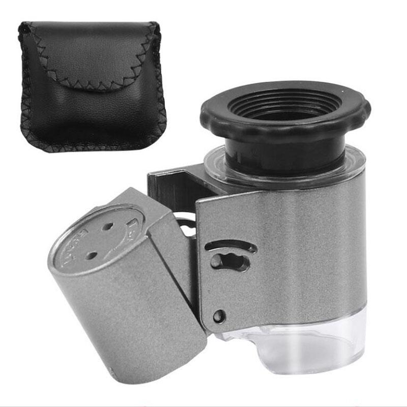 50X Tragbare Faltlupe mit Jalousie-Beleuchtung Handheld Mini Taschenmikroskop für Glas Schmuck Münzen Briefmarken Antiquitäten