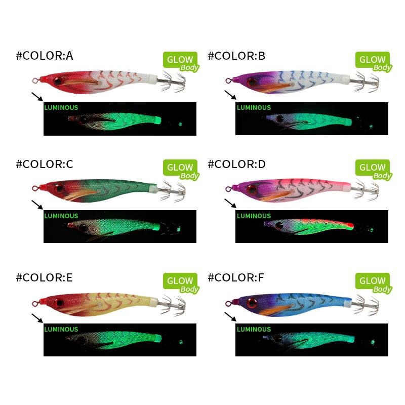 99mm Floating Luminous Squid Jig Topwater Artificial Lure for Saltwater Squid Fishing Glow Night Bait with Feathered Hooks