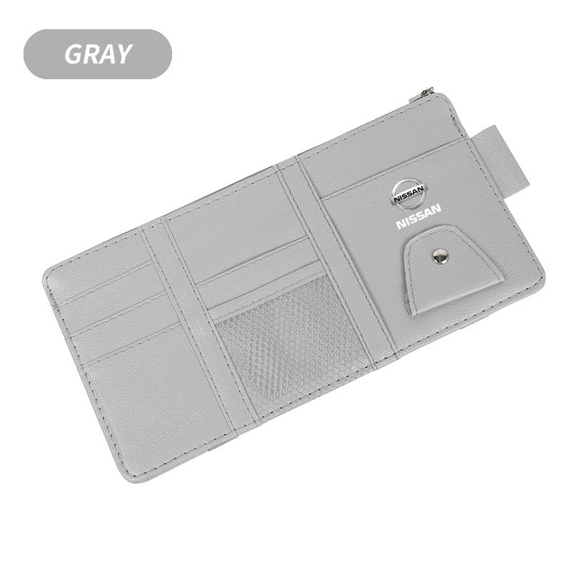 New Car Leather Sun Visor Storage Clip Light Shield Storage Bag For Nissan Qashqai X J10 J11 Trail Tiida Juke Teana Pulsar Versa
