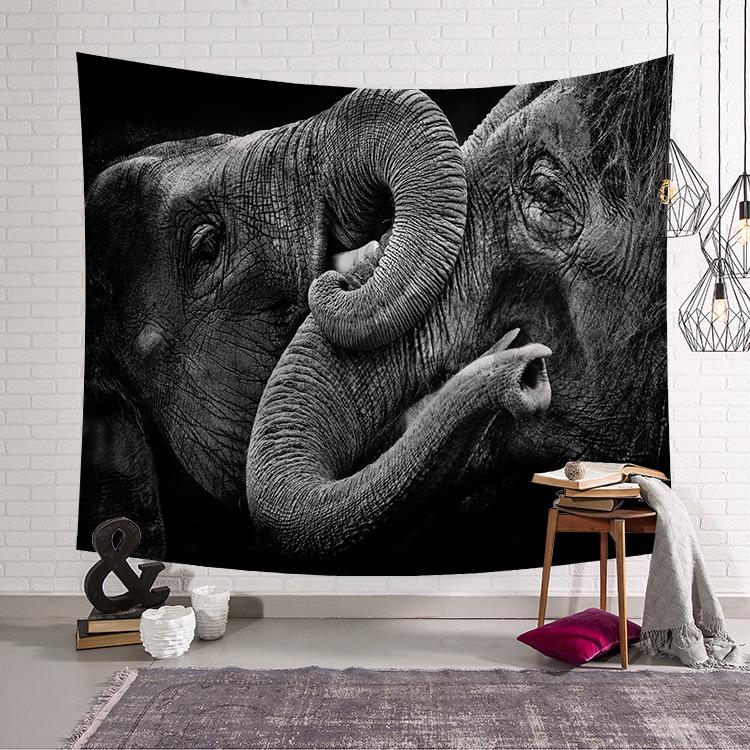 Nordic INS Elephant Background Fabric Cross Border Decoration Wall Carpet Home Decoration Wall Carpet Colorful Elephant Background Hanging Fabric