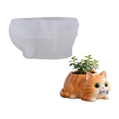 Cats Shape Silicone Mold for Crafting Unique Resin Containers Wax Melts Small Plant Holders Perfect for Artistic Gifts