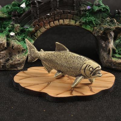 Brass Fish Statue Sea Animal Decor Small Tea Pet Decoration Collectible Figurine Salmon
