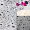 5D Love White English Letter Silver Jelly Nail Art Sticker Line Geometric Pattern Shape Romantic Delicate Manicure Decals