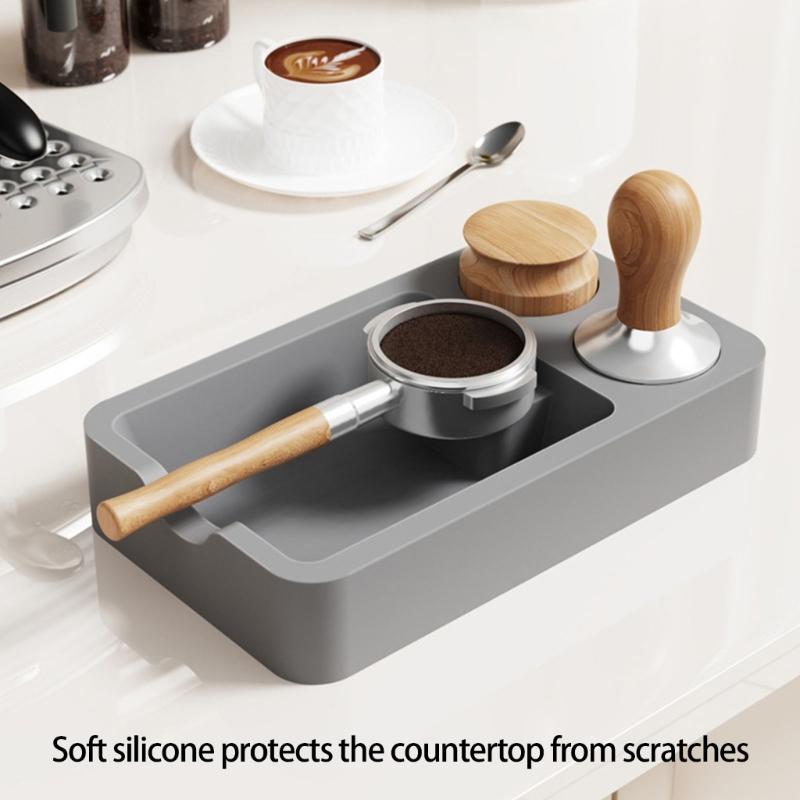 Benutzerfreundliche Silikon-Kaffeesatzbox mit Basis für verschiedene Kaffeemaschinen, rutschfestes Design, leises Klopfen und leicht zu reinigen