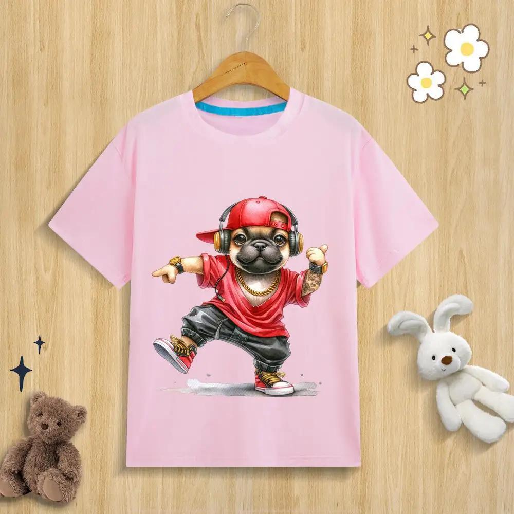 Unisex Kids Pure Modal TShirt I Love HipHop Humorous Animal Print Polyester Fiber Fun Summer Top for Boys And Girls