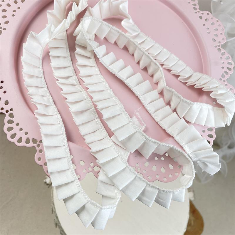 2Meters/lot 2cm wide cotton pleated sweatshirt collar and cuffs pet clothing Lolita pleated decorative lace accessory