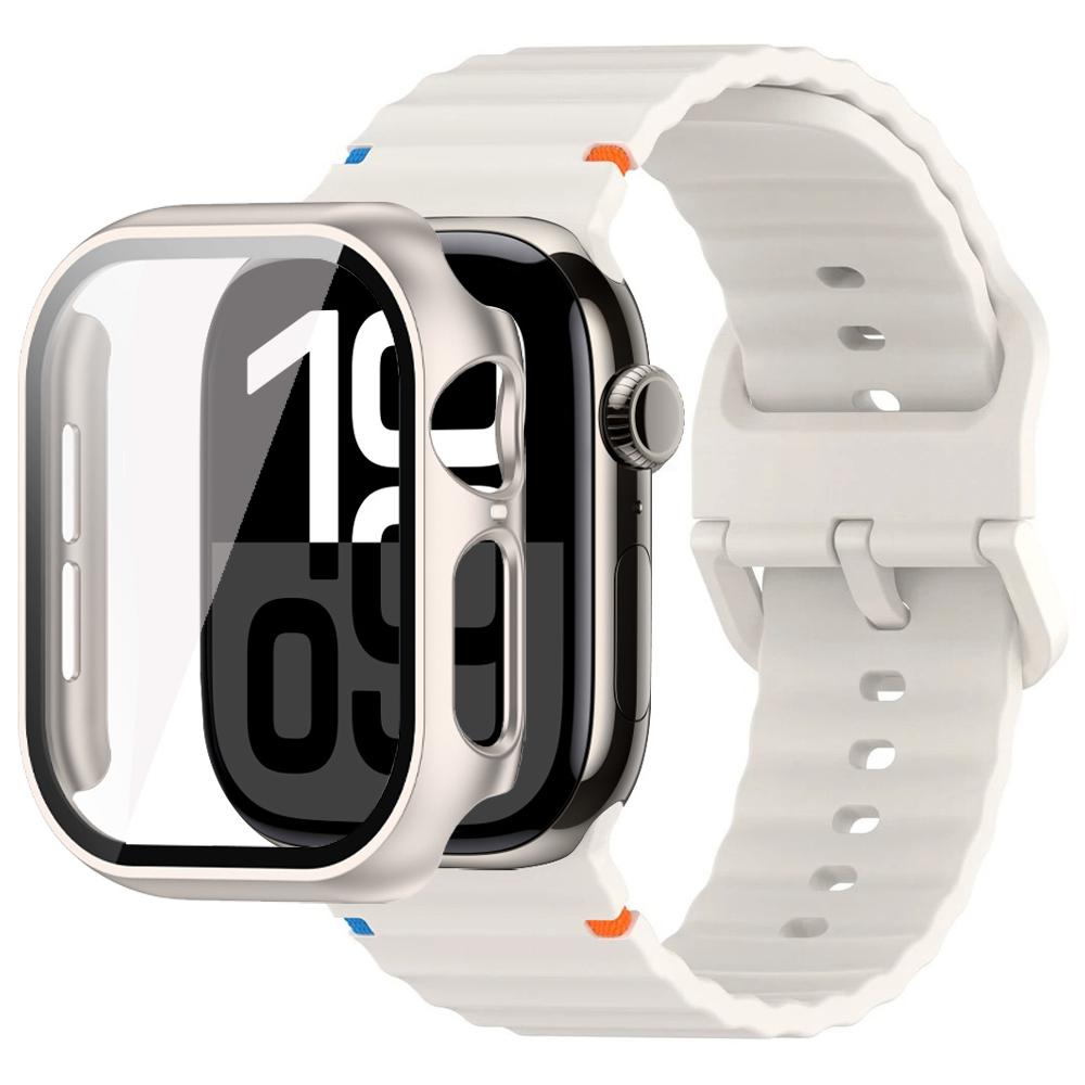 Verre+Coque+Bracelet Pour Apple Watch 10 bracelet 46mm 42mm 44mm 45mm 41mm 40mm 38mm Silicone Sport bracelet iWatch Series 9 8 7 6 3 5 SE