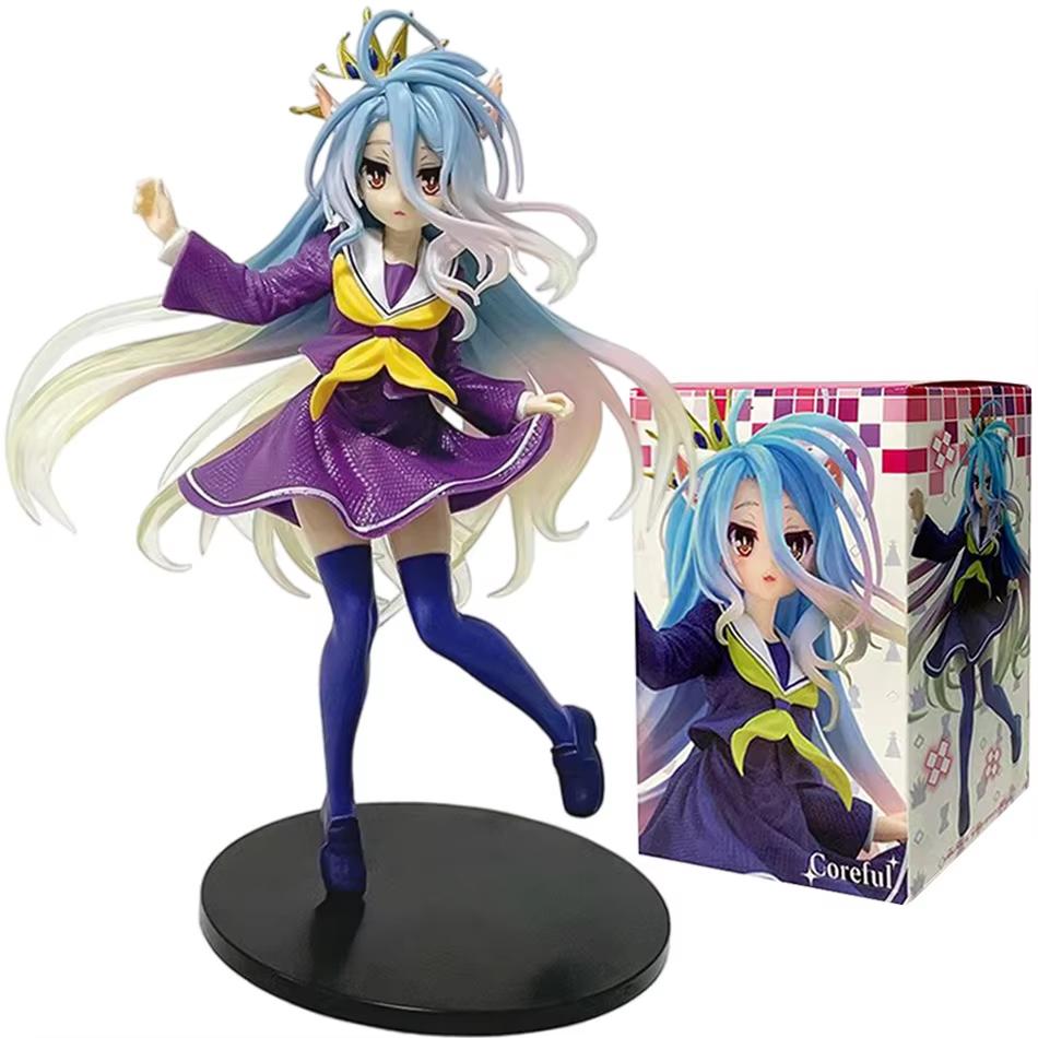 NO GAME NO LIFE Spiel Leben Anime Charaktere Weiße Katzenohren Uniformen Version Krone Anime Schönes Mädchen Handgefertigt Schreibtisch PVC Ornamente
