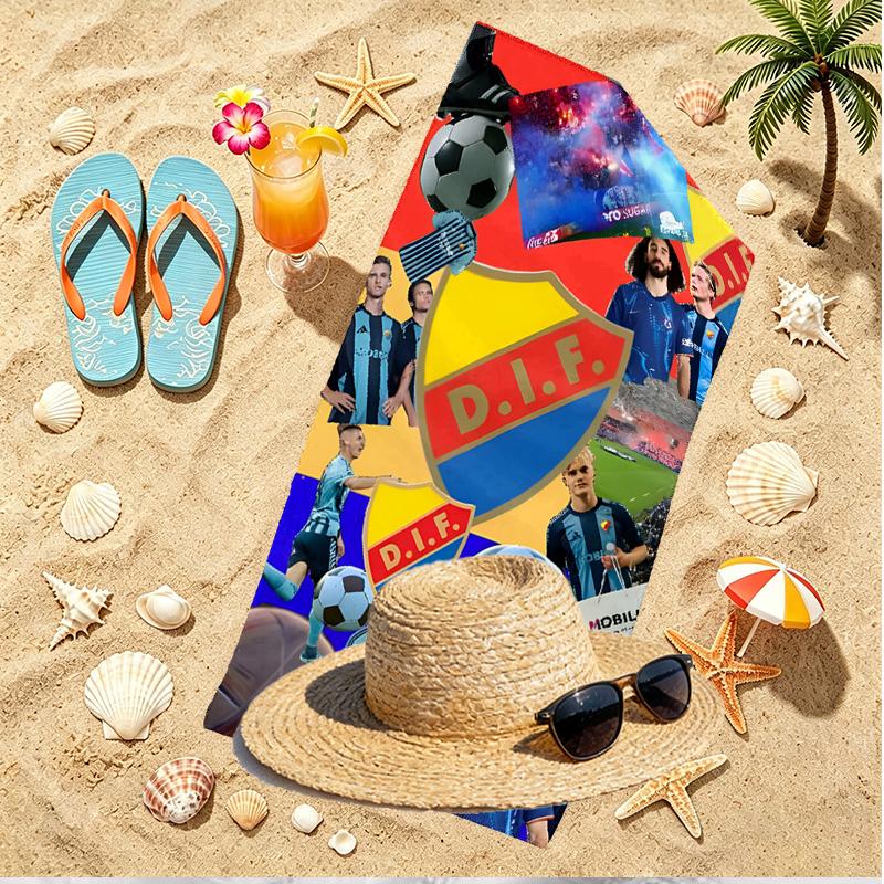 Djurgardens IF Print Beach Towel, Versatile Lightweight Absorbent Beach Towel for Pool Surf Yoga Bathroom, Perfect Birthday Holiday Gift