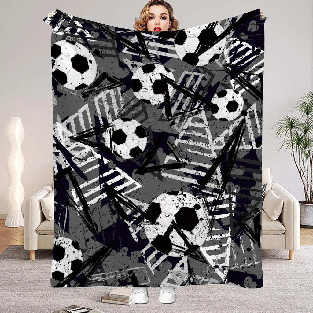 1pc Flannel Blankets Colorful Football Printed Quality Soft Warm Throw Blanket Winter for Kids Boys Couch Bed Fluffy Bedspread