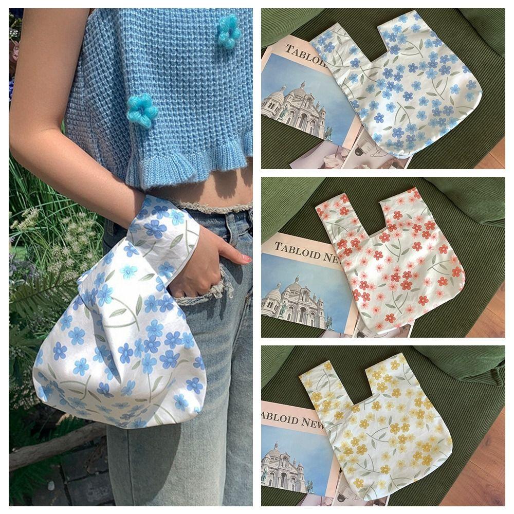 

Cloth Flower Coin Purse Bucket Bag Tote Bag Portable Knot Wrist Bag Student