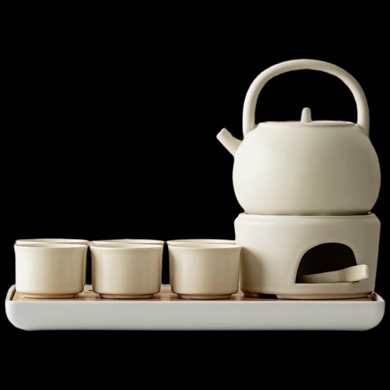 Woding Ceramic Portable Handle Tea Brewing & Warming Set