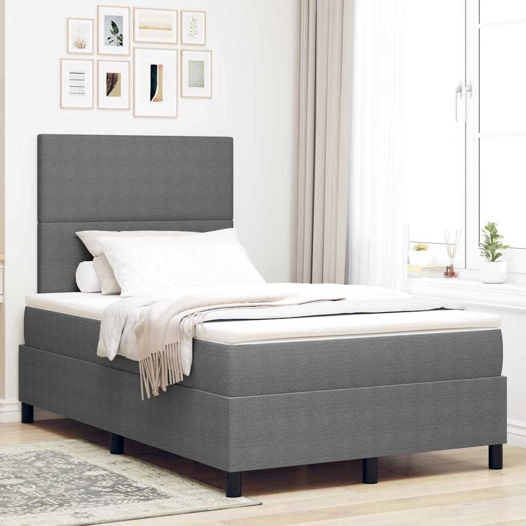 Box Spring Bed in Light Grey and White 120 x 190 cm Cord Fabric