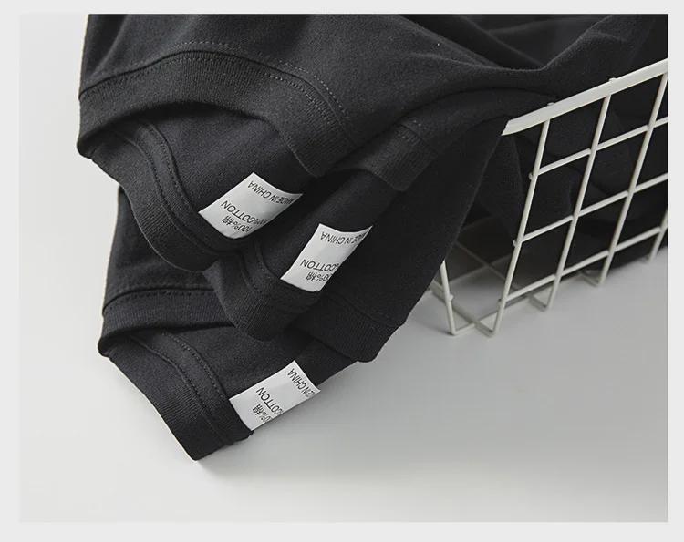 T-shirt à manches courtes en coton épais pour femme, couleur unie