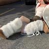 White Faux Fur Leg Warmers Boot Covers Y2K Goth Solid Leg Socks Punk Knee-Length  Warm Sock