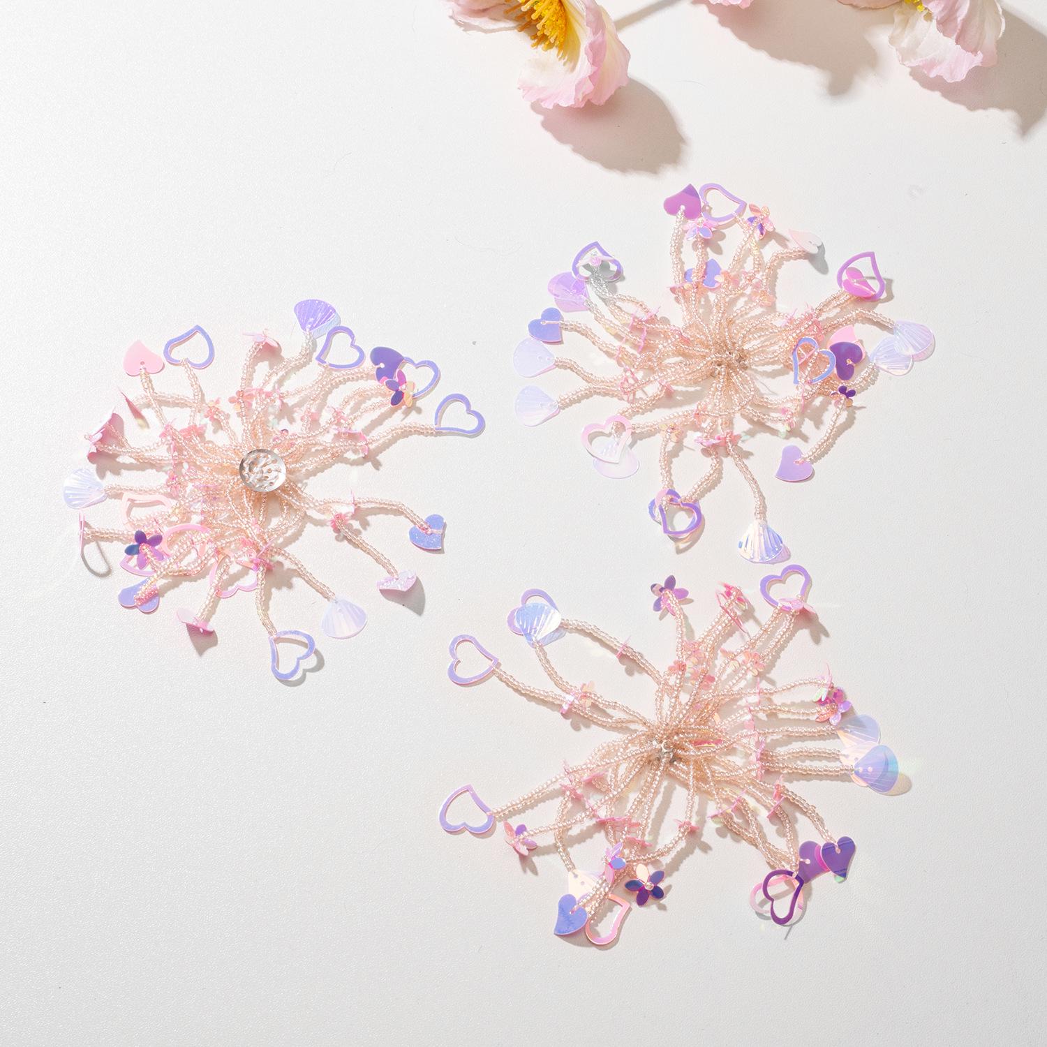 

Colorful Sequin Heart & Flower Tassel Earrings Headwear Z-1-001