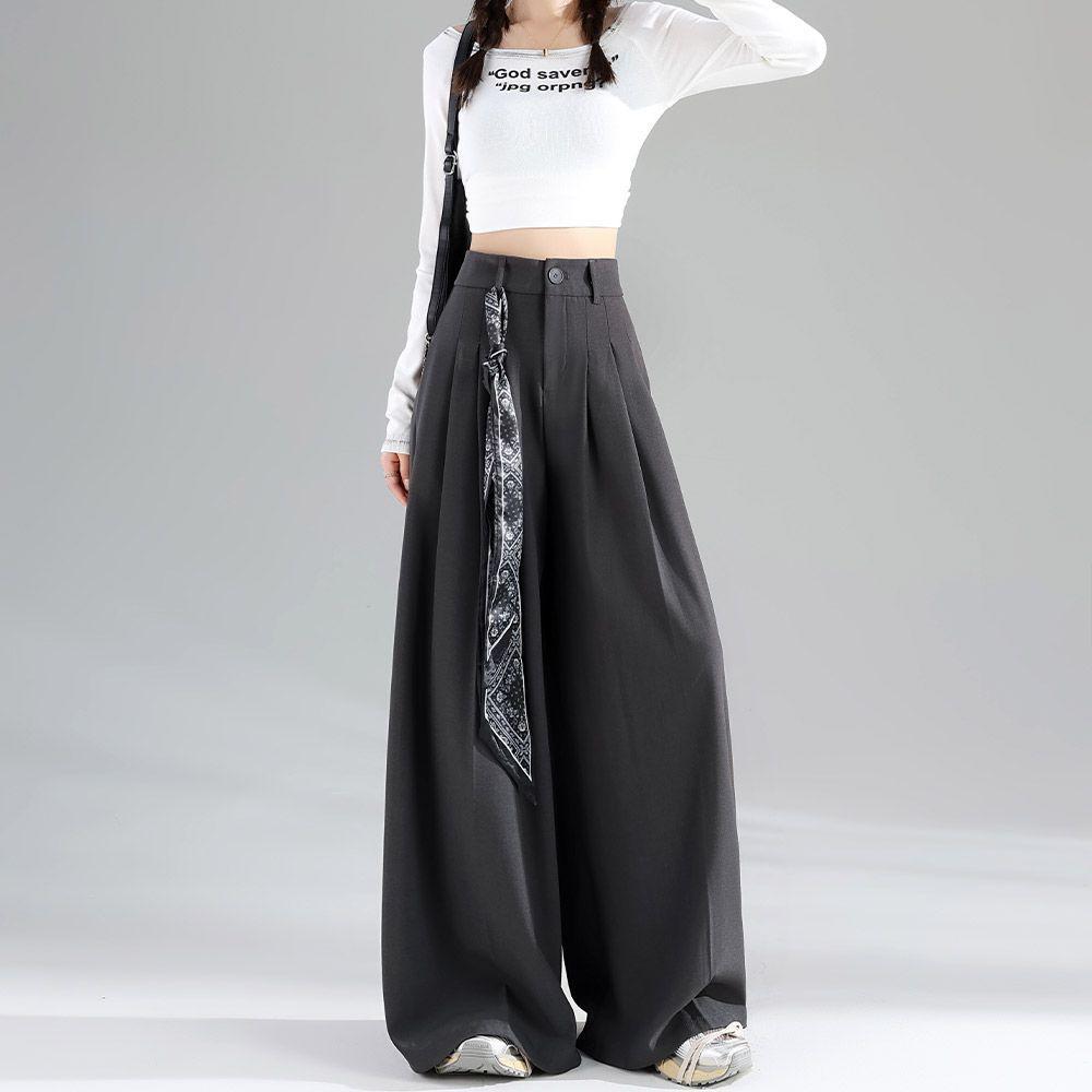 Women's Drapey Wide-Leg High-Waisted Slimming Floor-Length Pants - 2026 Spring/Summer Collection