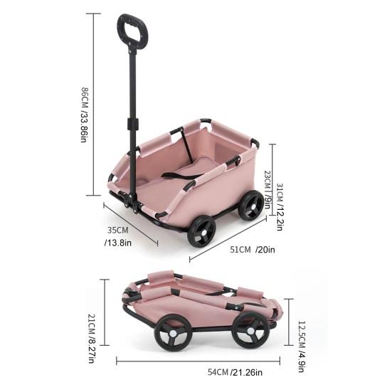 Hundewagen mit 4 Rädern, zusammenklappbar, für kleine Hunde und Katzen, Haustier-Kinderwagen zum Reisen, Einkaufen, Spazierengehen, Spielen