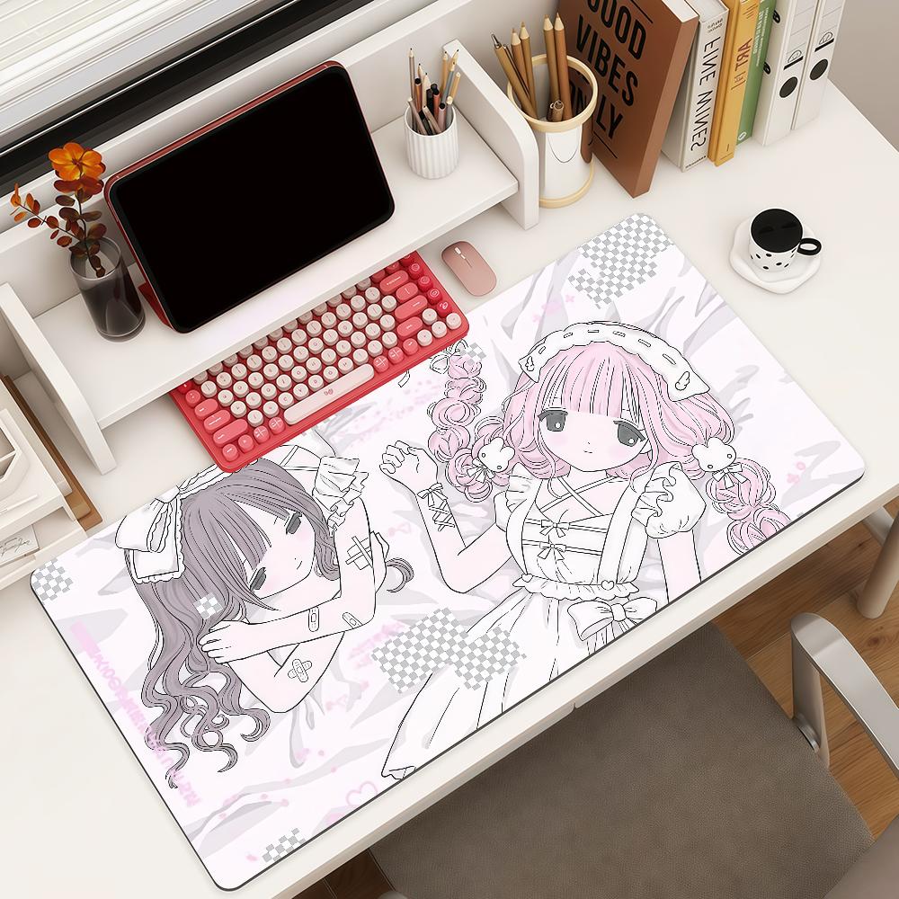 Cute Jirai Kei Mouse Pad Square Office Gaming Desk Mat Waterproof Nonslip Rubber Decorative