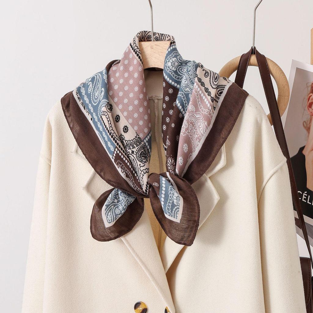 Paisley Patchwork Cotton & Linen Square Scarf for Women - Silk Neck Tie for Shirts, Suits & Waist - Spring/Summer Fashion Accessory