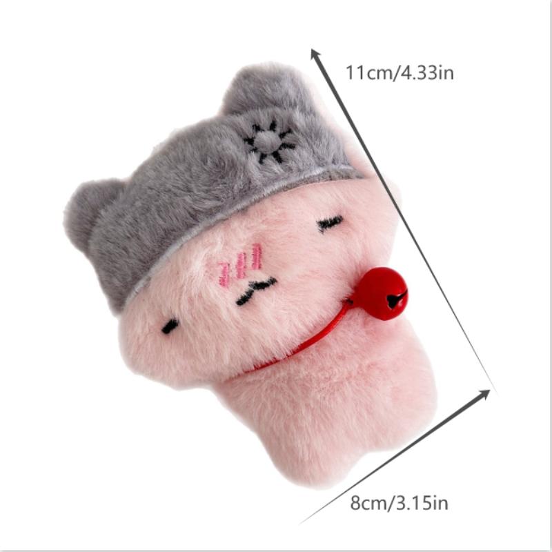 Cartoon Cute Bell Bunny Kitten Animals Squeaky Plush Doll Stuffed Toy Keychain Pendant Girly Keyring Bag Hanging Ornaments Gifts