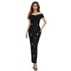 New sexy bandage dress women's one-word shoulder waist thin design diamond-encrusted slim hip dress