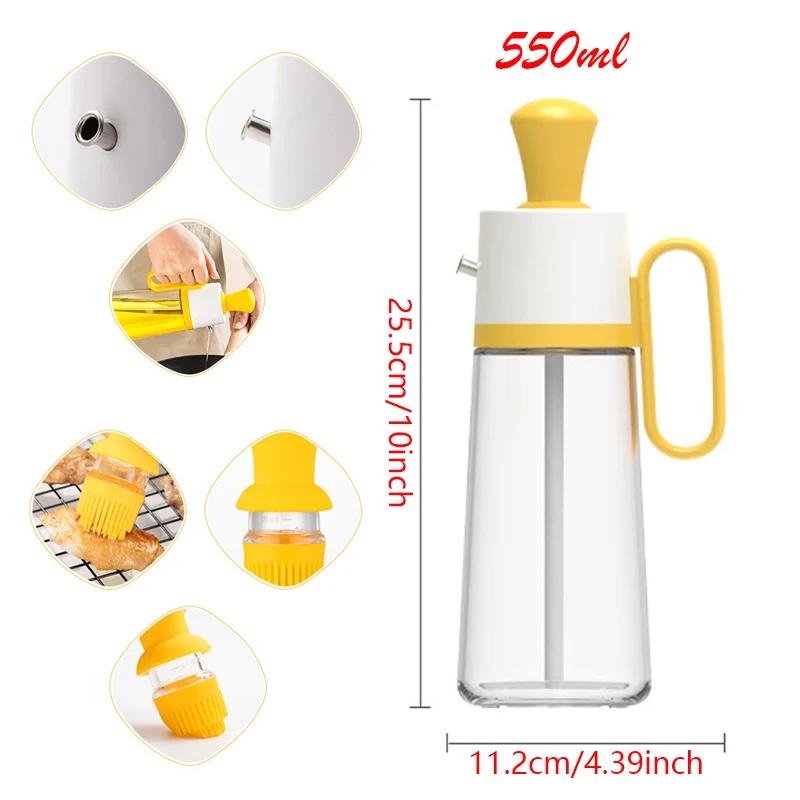 2 In 1 Kitchen Silicone Oil Bottle with Olive Oil Brush Large-capacity Barbecue Steak Oil Sauce Brush Dispenser Baking BBQ Tool