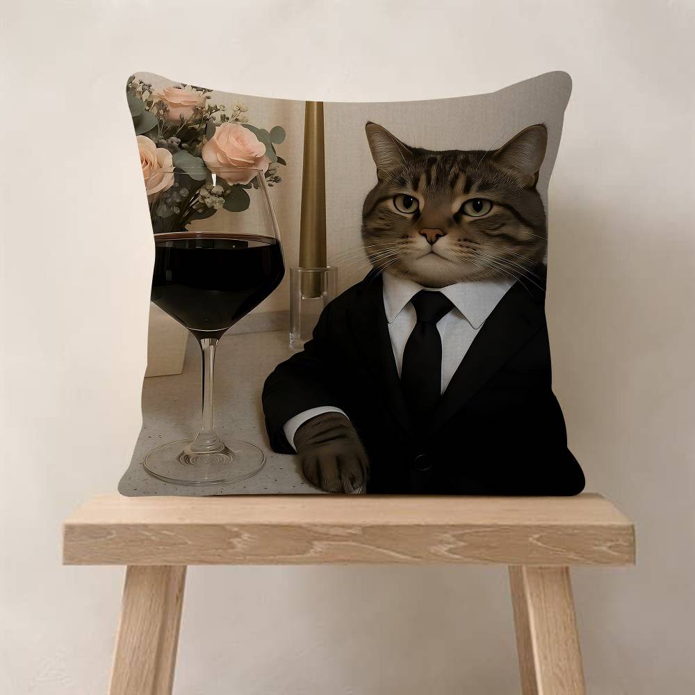 Cute Cat Pillow Gift Home Office Decoration Bedroom Sofa Car Cushion Cover Case 45x45