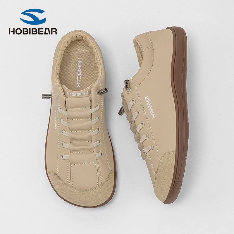 HOBIBEAR Leather Barefoot Shoes Lightweight Wide Toe Box Zero Drop Slip-on Shoes for men&Women