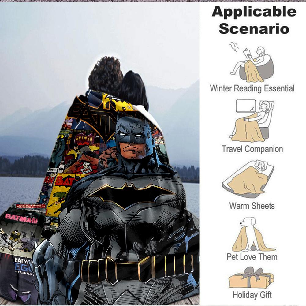 1pc Batman Comics Flannel Throw Blanket Lightweight Soft Warm All Season Blanket for Sofa, Bed, Travel,L1028085