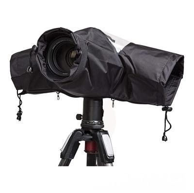 Soft Black Waterproof Camera Rain Cover for DSLR SLR Cameras Nylon with Adjustable Sleeves Clear Viewing Window Design