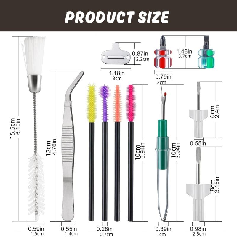14 Stück Nähmaschinen-Reinigungssets Nähmaschinen-Reparaturwerkzeug Beinhaltet Pinzette Doppelkopf-Bürste Schraubendreher Reparatur