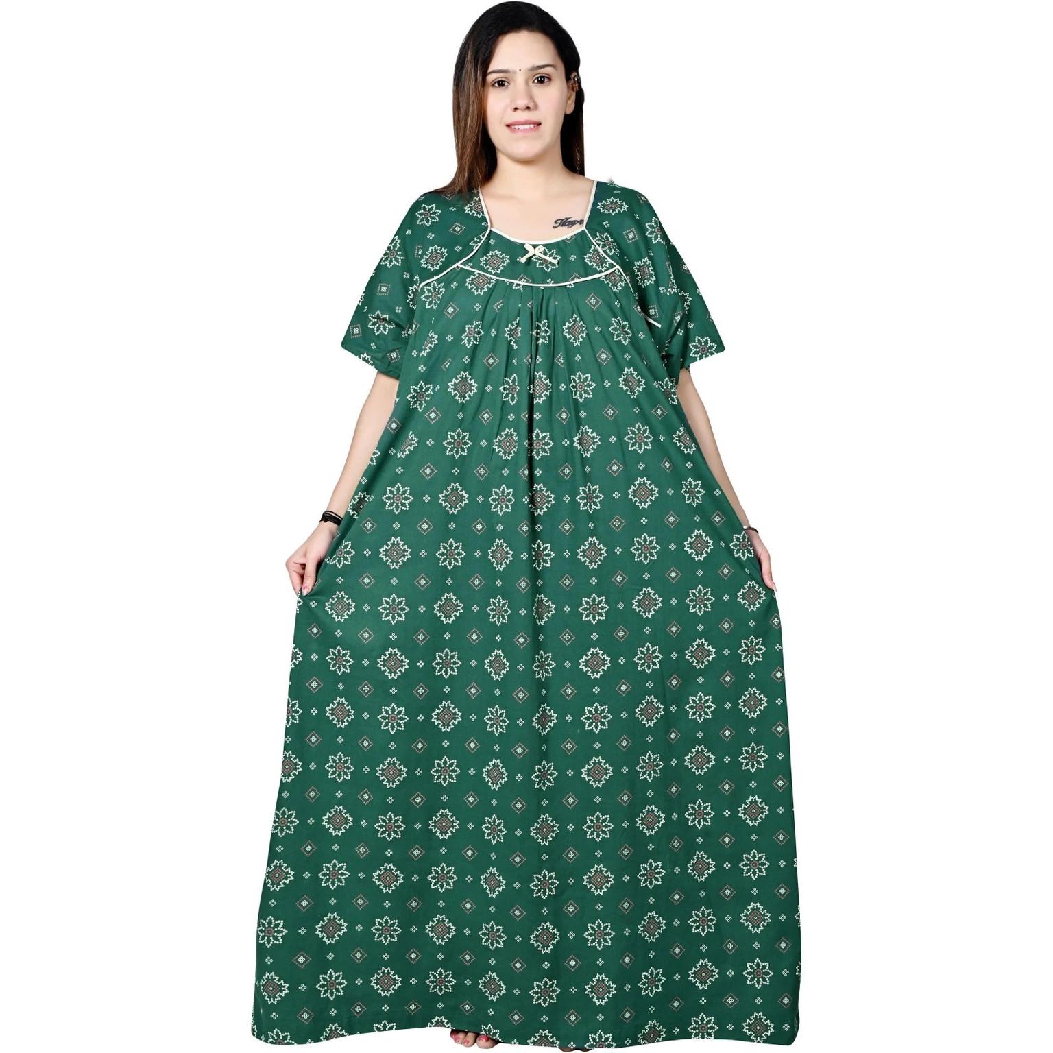 Cotton Printed Night Gown Night Dress Women Sleepwear Beautiful Soft Maxi Nighty 5XL-50